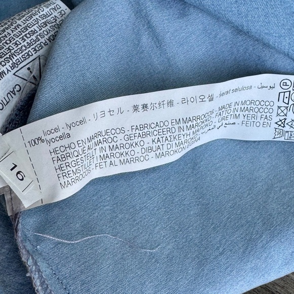 NWT Zara Chambray Button-Down Drop Waist Shirt Dress withRuffle Hem Size XS - Picture 6 of 11